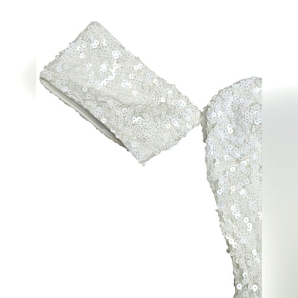 NEW Dainty Hooligan Black & White Sequins Off Shoulder Bodycon Mini Dress Formal - Picture 5 of 14